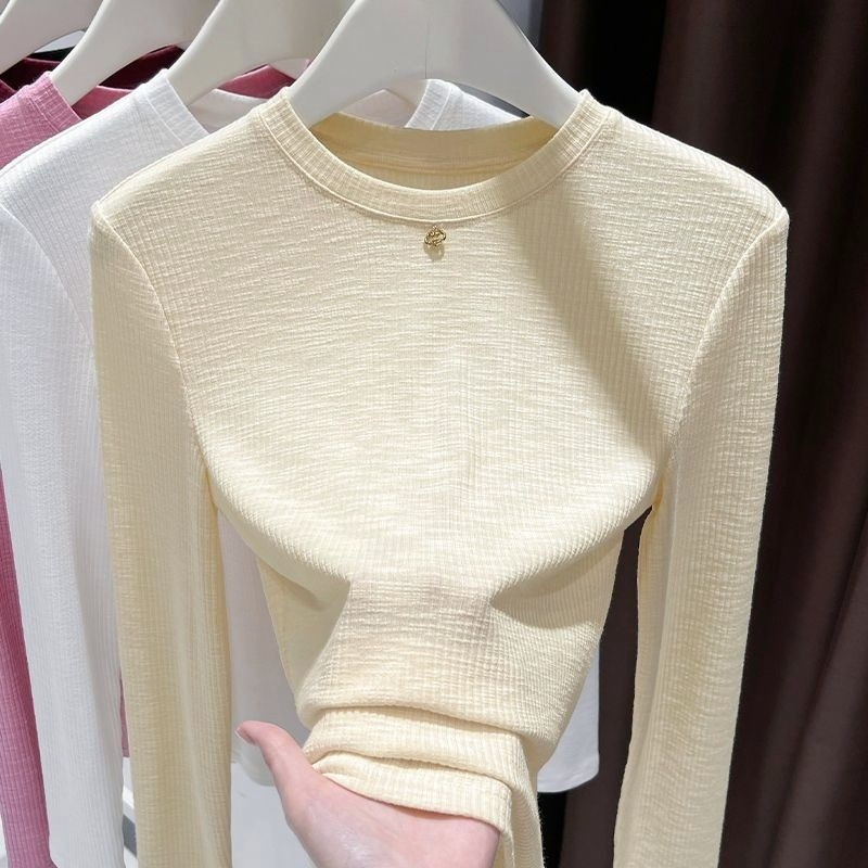 Undershirt Crew Neck - Damska bawełniana koszulka z długim rękawem,
