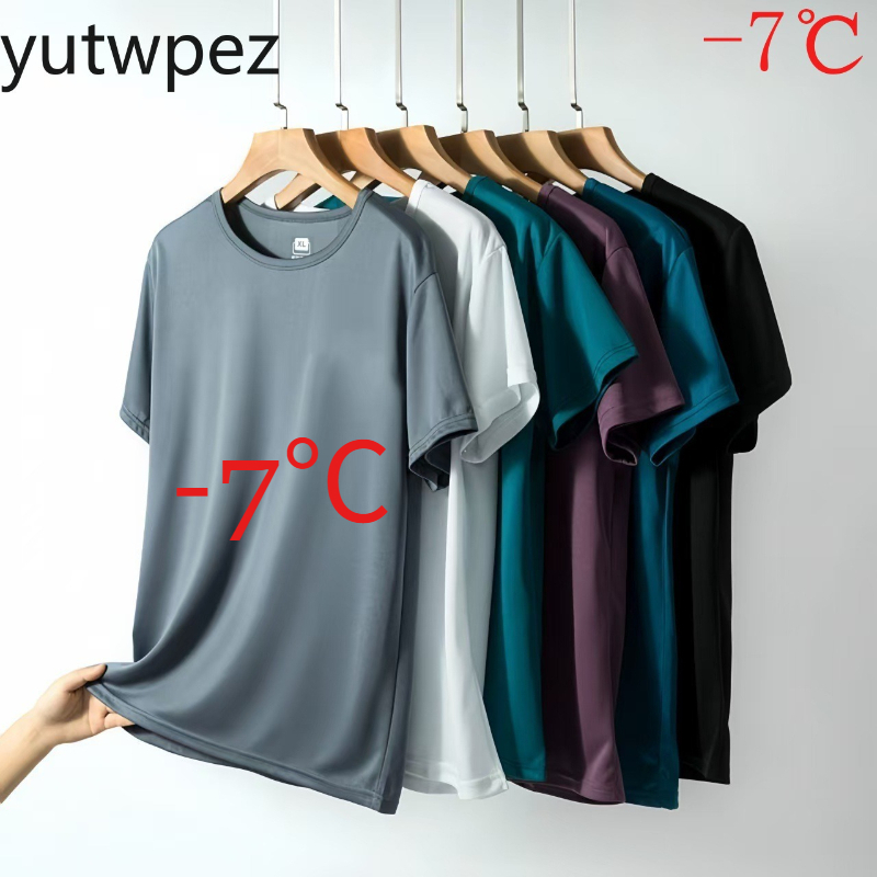 T Shirt Tight Fit - Letnia koszulka męska z jedwabiu lodowego,